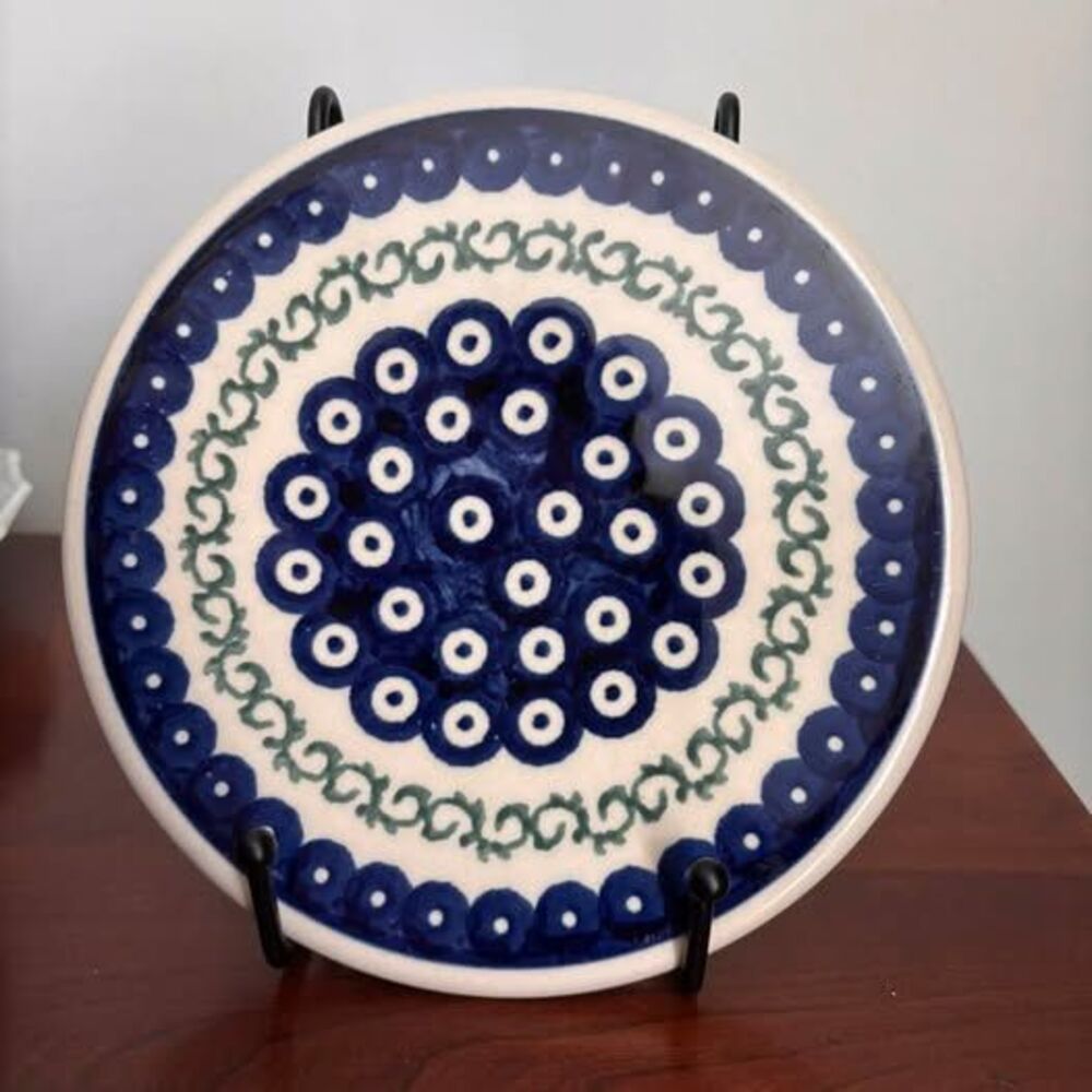 Zaklady Boleslawiec Polish Pottery 6.5” Trivet Blue Green Peacock Eye